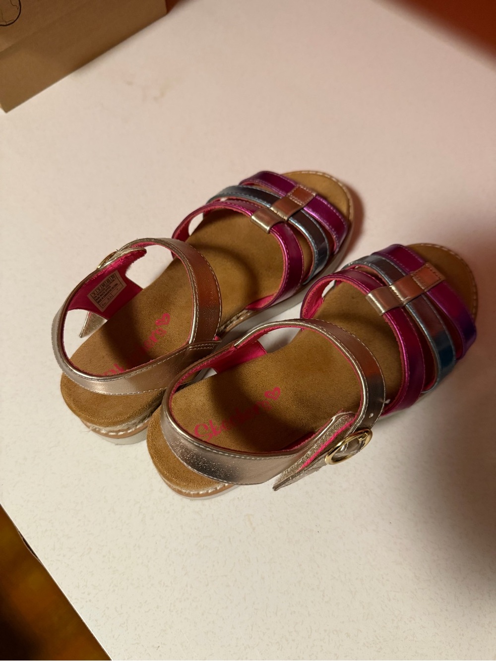 Joe Fresh Pink and Metallic Multi-Stripe Kids Sandals